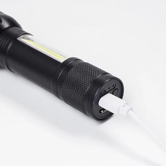 Фонарь ручной аккумуляторный 10 Вт диод P50+cob 3 режима 1200 mAh 14.5х3.5 см 7069501