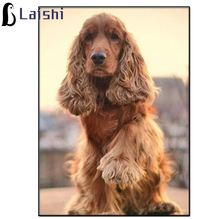 

Diamond Painting British cocker spaniel Full Square round Diamond Mosaic pet dog animal Diamond Embroidery Rhinestone Decoration