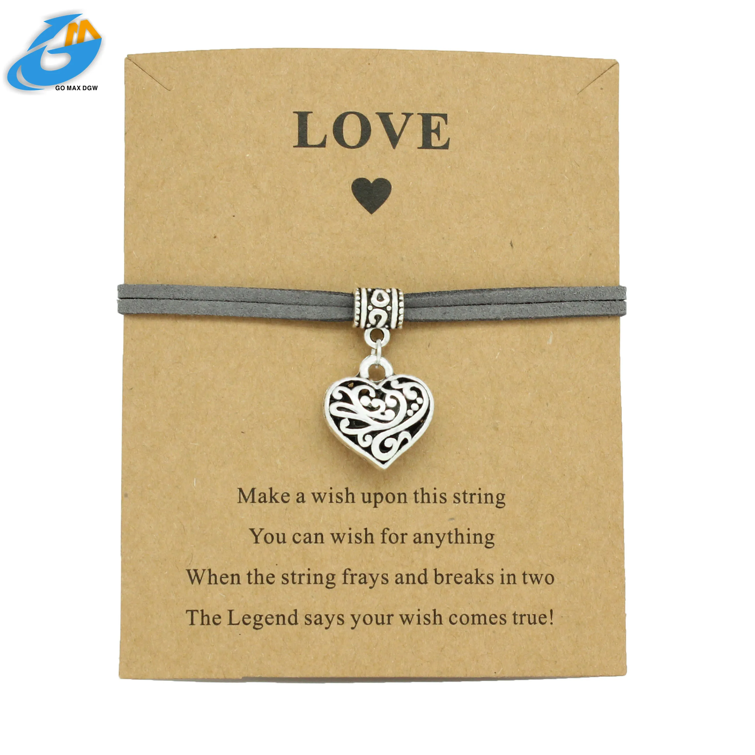 DGW полые сердца очарование кожаный браслет для женщин посеребренный кулон любовь