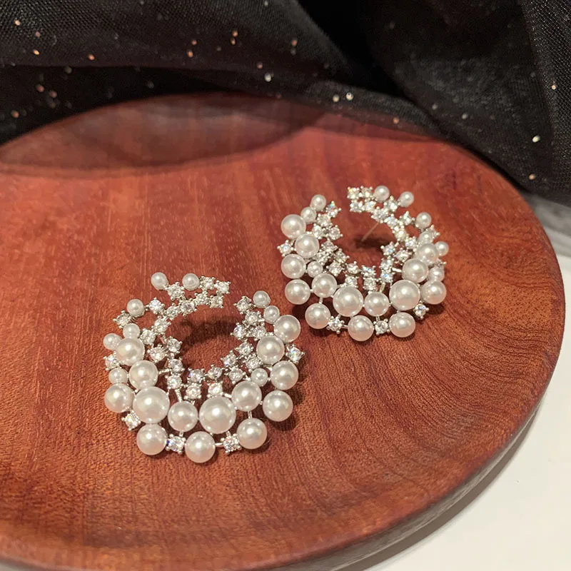 

Женские серьги-кольца из серебра 925 пробы, с жемчугом