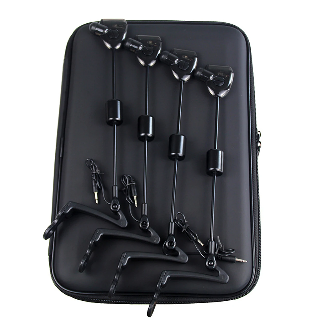 

4pcs Fishing Swinger Set Carp Fishing Bite Alarm Hanger Swinger with Illuminated LED Indicator Fishing Tackle In Zipped Case