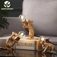 nordic resin animal mouse led mouse table lamp small mini mouse cute home decoration table lamp lamp craft lamp series