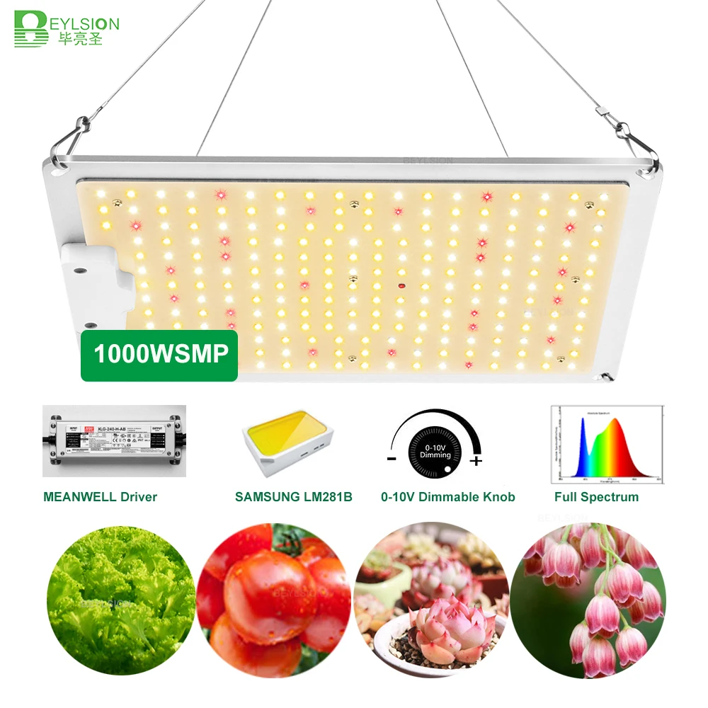 

BEYLSION Sunlike Full Spectrum Dimmable 1000WSMP Quantum Board Phytolamp Growing Lamps LED Plant Growing Light Fixtures Panel