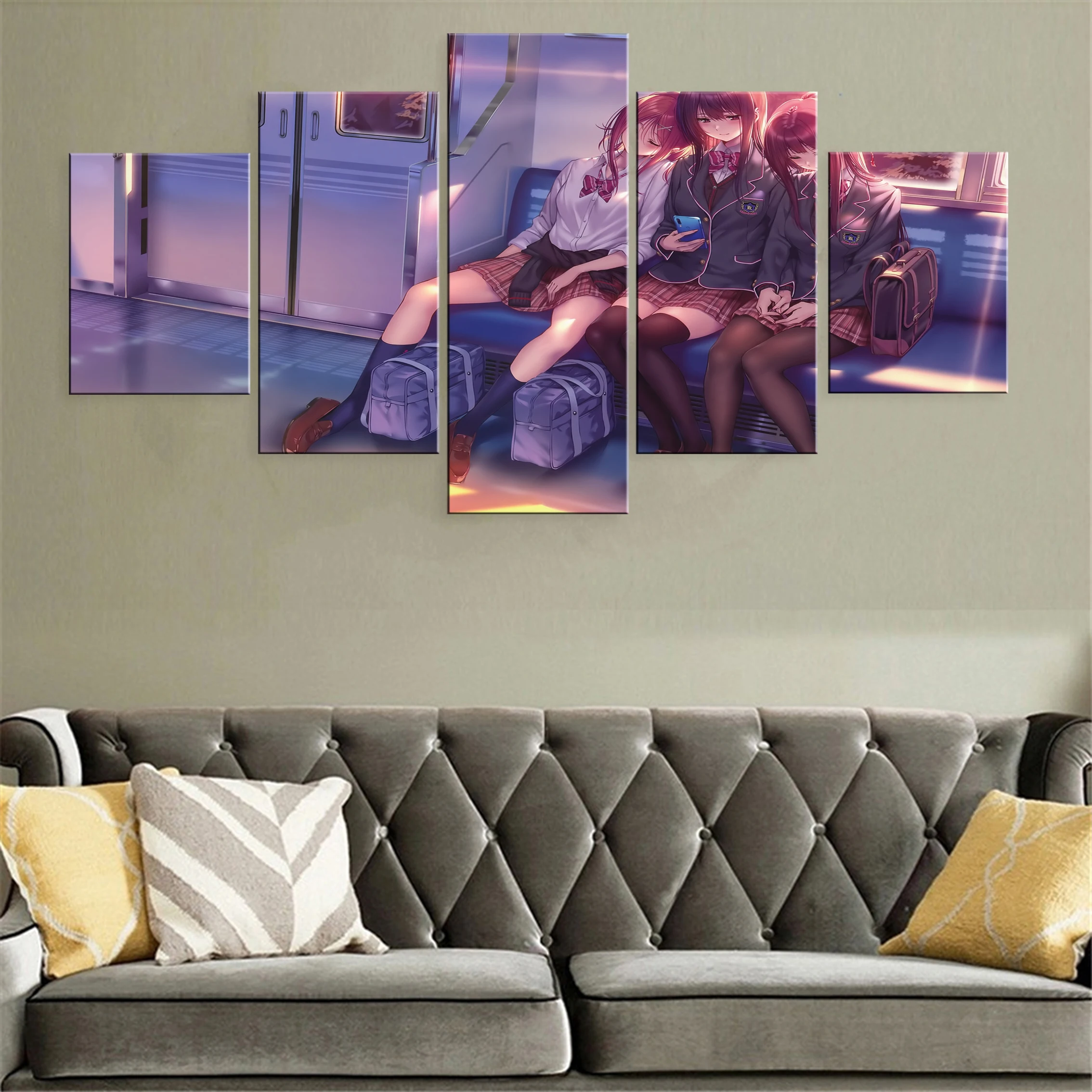 

Anime Girl 5 Piece Canvas Painting Poster Framework Wall Artwork Decor Modern Decoration Picture For Home Printed