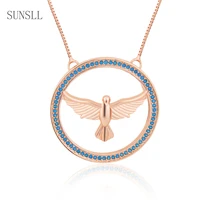 new design fashion hollow zircon holy spirit bird men and women necklace copper gold plated religious wweater chain jewelry gift