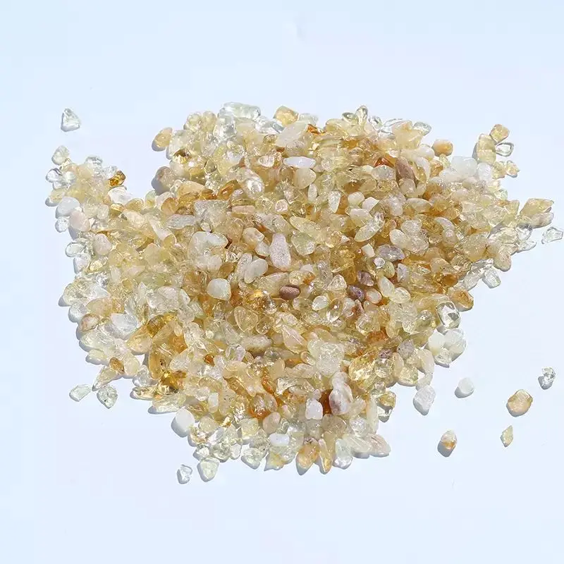 

MOKAGY 5mm-7mm Bulk Natural Crystal Tumble Stones Brazil Citrine Raw Gravel for Healing 200g