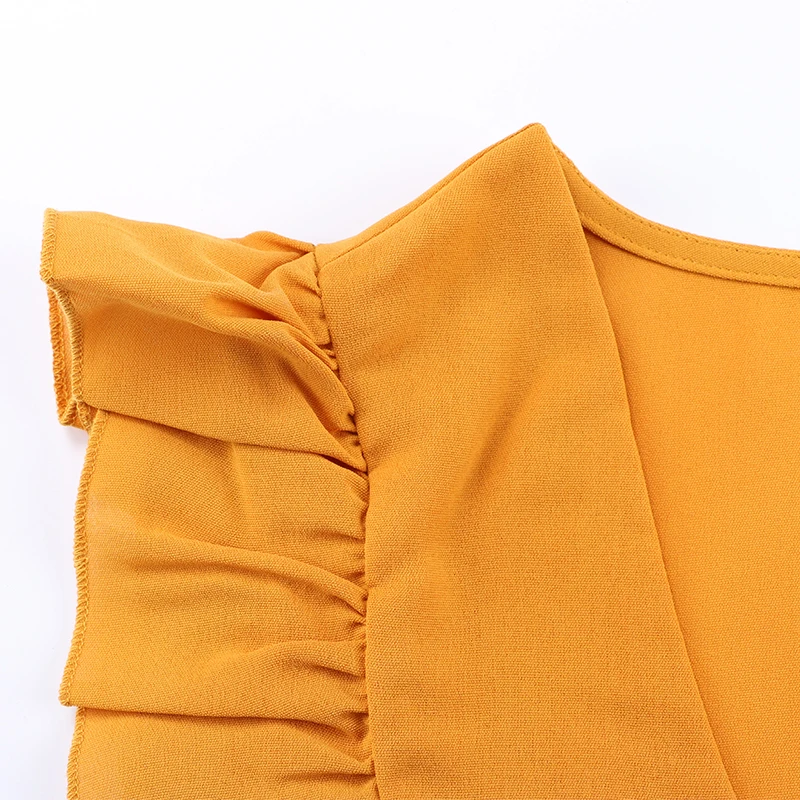 

Forefair Sexy Women Dress Ruffle 2020 Off Shoulder Tunic High Waist Party V Neck Casual Boho Beach Yellow Women Summer Dress
