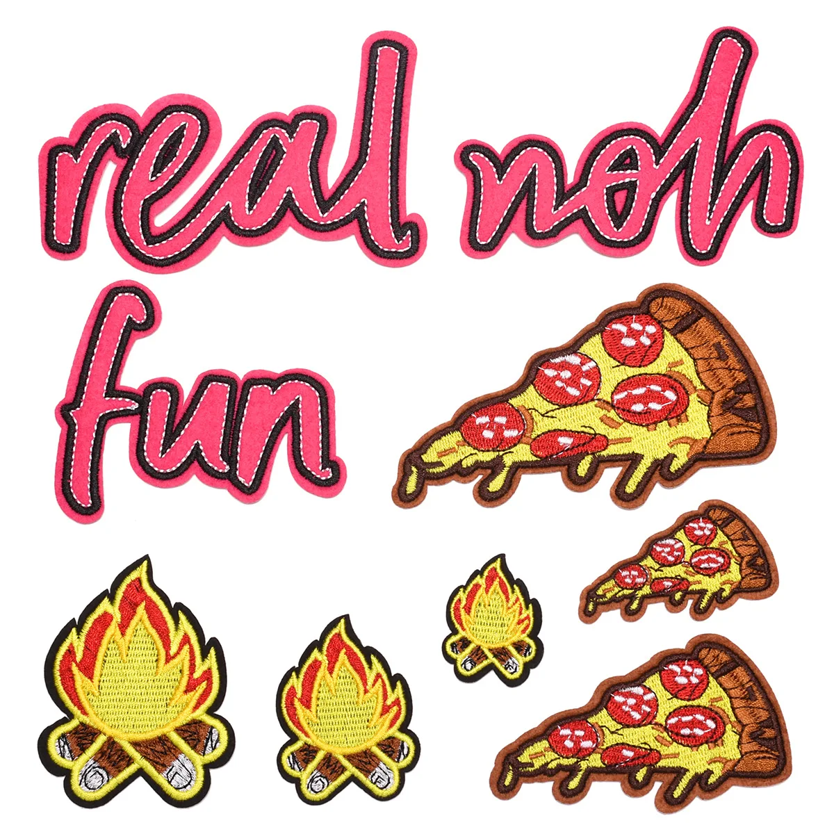 

Flame Pizza Embroidered Cloth Sticker Summer Clothing Accessories Computerized Embroidery Label Patch Cloth Label
