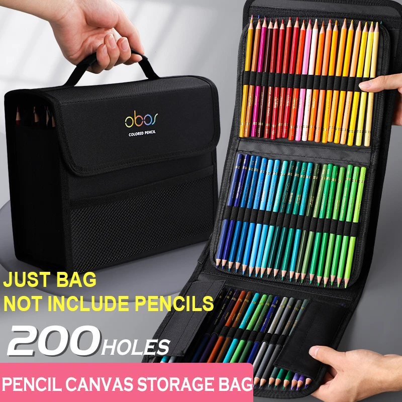 

200/150/120/72/48 Black/Pink Holes Colors Pencil CaseStorage School Supplies Art Pencil Pouch Canvas Pen Storage Stationery