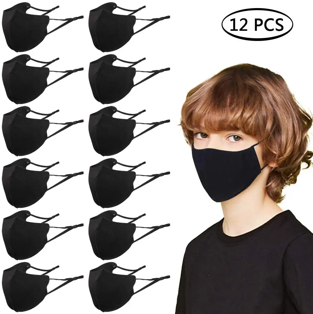 12 шт. многоразовая детская маска для лица милая дышащая моющаяся хлопковая детей