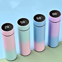 gradient color thermal mug stainless steel water bottle smart vacuum flasks display temperature thermos for tea water women men