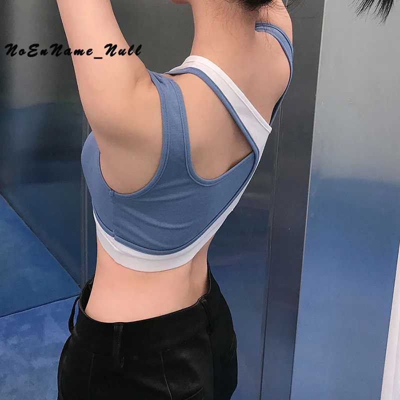 

2021 summer Club Tube Top Female fashion trend women sexy slim contrast color stitching navel sticker vest Strap Basic Crop Top