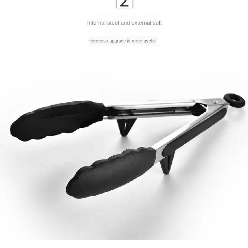 

9 /12 inch kitchen forceps with support frame two piece silicone cooking forceps non stick barbecue locking food forceps