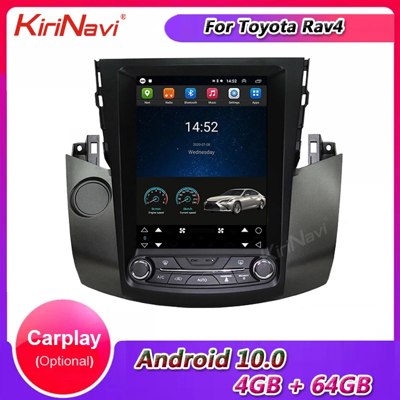 Автомагнитола KiriNavi в стиле Tesla 10 4 дюйма Android 0 Gps-навигация для Toyota Rav4