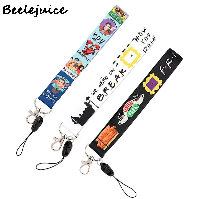 

24pcs Friends Tv show hand Wristlet Neck Strap Lanyards ID badge card holder keychain Mobile Phone Strap Ribbon webbing necklace