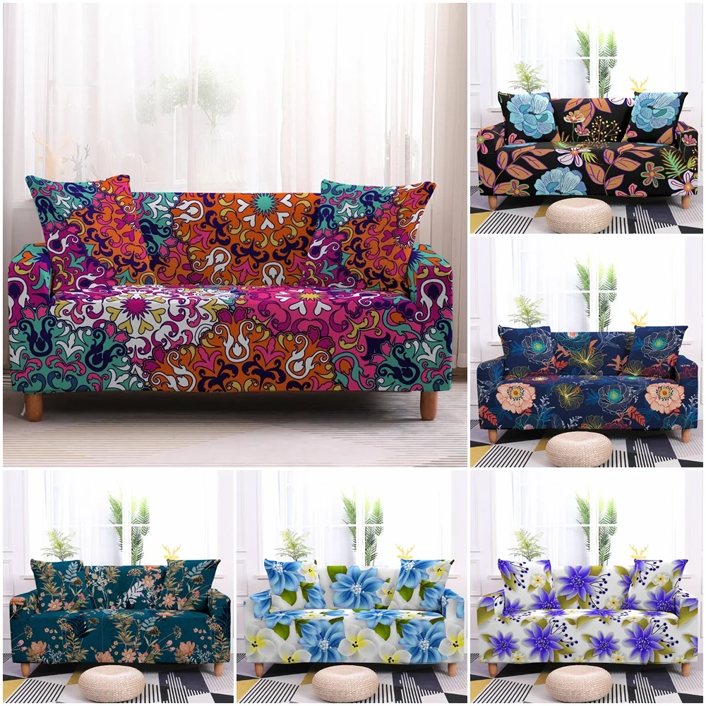 

Floral Plant Elastic Sofa Cover For Living Room Modern Flower Sectional Corner Sofa Slipcover Spring Couch Cover Chair Protector