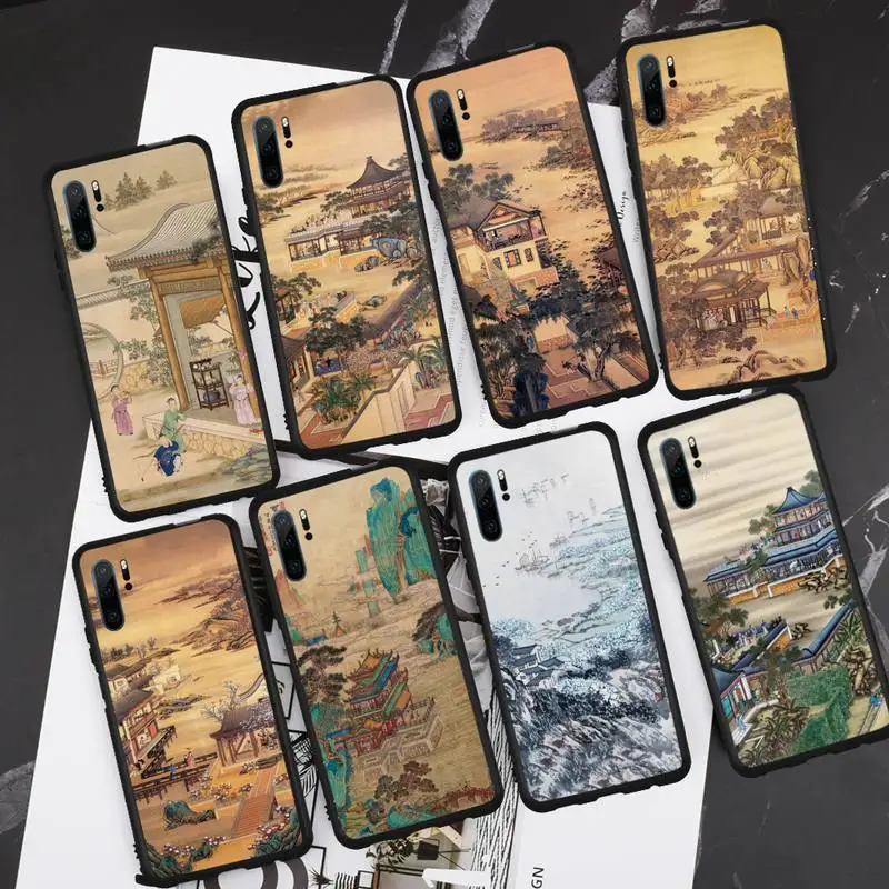 

Chinese style illustration retro art Phone Case For Huawei honor Mate P 9 10 20 30 40 Pro 10i 7 8 a x Lite nova 5t cover