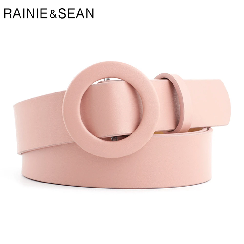 

Pink Women Belt Round Buckle Belts for Women No Hole Solid Red Pink Ladies Waist Belts High Fashion Female Apparel Accessories