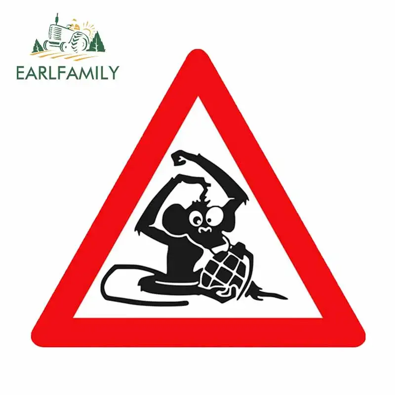 EARLFAMILY 13см х 11,7см для треугольного обезьянки, играющей на барабане RV, мультфильмы, наклейки для автомобиля бампер водонепроницаемые, персонализированные наклейки на багажник.