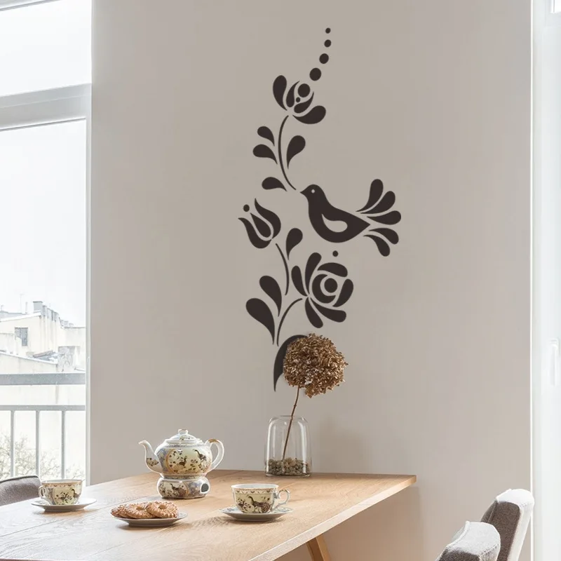 

New Simple Black Flower Vine Bird Bedroom Xuan Living Room Wall Beautification Decoration Wall Sticker