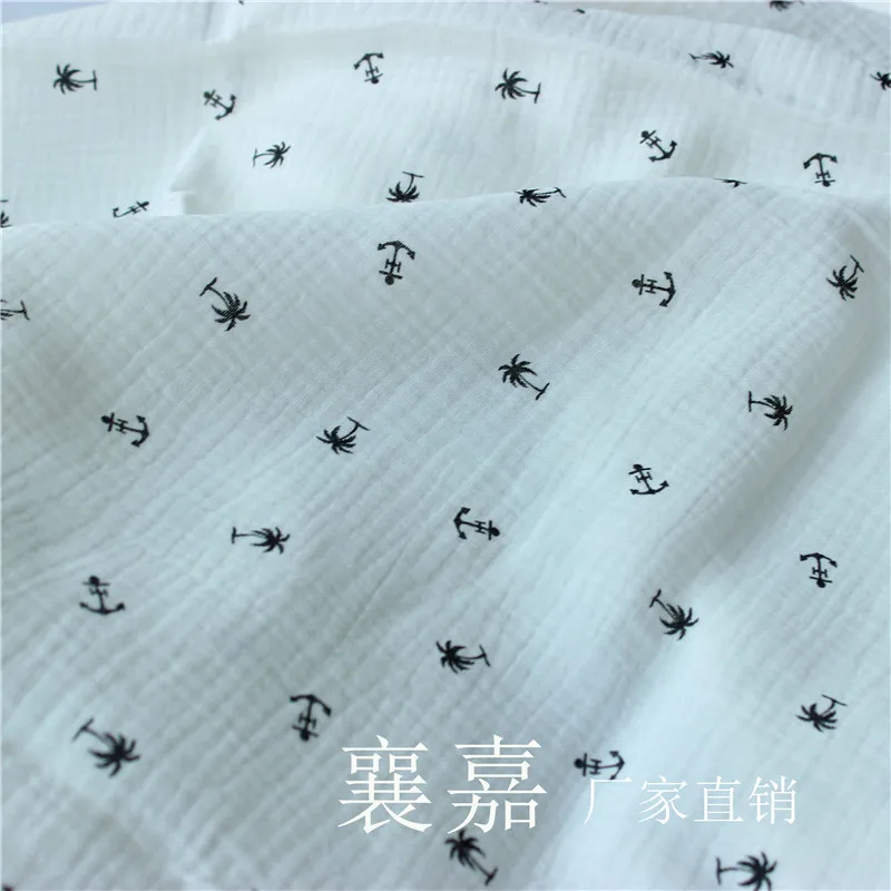 100% хлопок двухслойная марлевая ткань с принтом креп текстурная со складками x