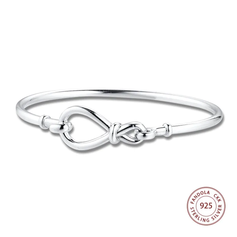 Женский браслет из стерлингового серебра 925 пробы с бантиком и подвеской модные