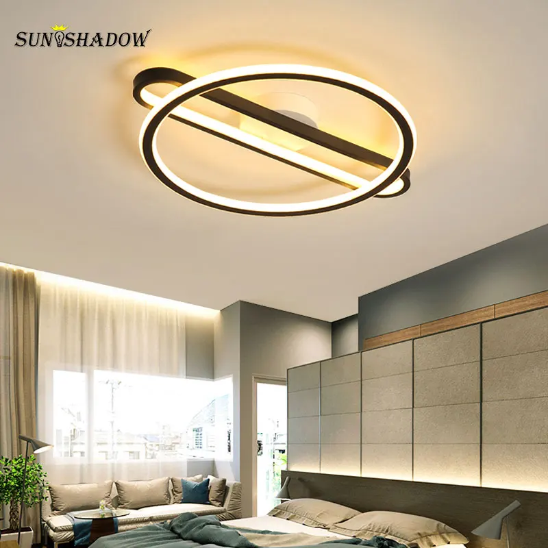 

Modern Led Ceiling Light For Home Living room Bedroom Dining room Kitchen Ceiling Lamp Fixtures Luminaires 110V 220V Black Lamp