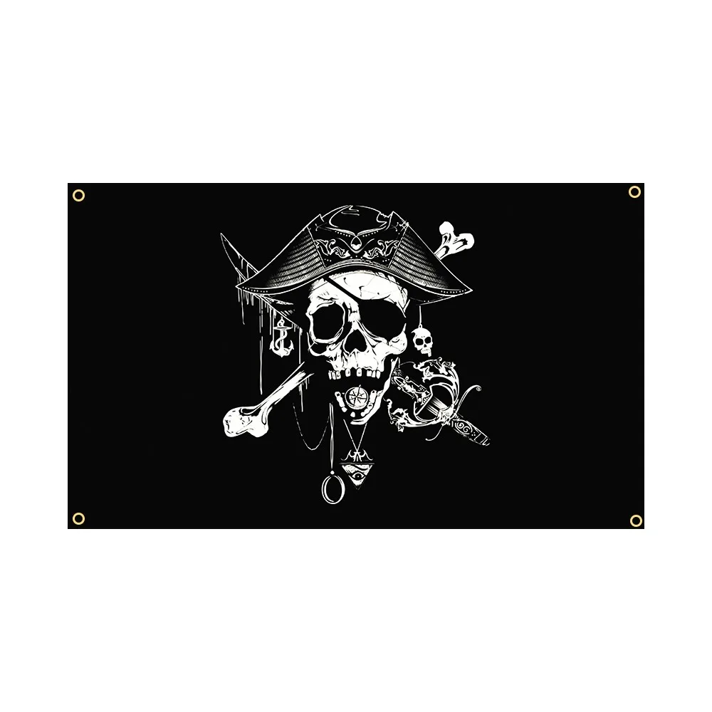 

3x5Fts Captain Jolly Roger Pirates Skull Flag Banner Movie Cartoon Home Decoration Hanging flag 4 Gromments in Corners