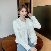 autumn and winter new korean fashion tassel coat temperament yujie fan check tweed long sleeve short jacket womens trend