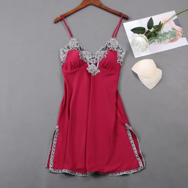

2020 Summer Satin Nightsuits Women Nightwear Nightdress Sexy Lingerie Silk Ladies Nightgowns Pijamas Nightdress Sleepshirts