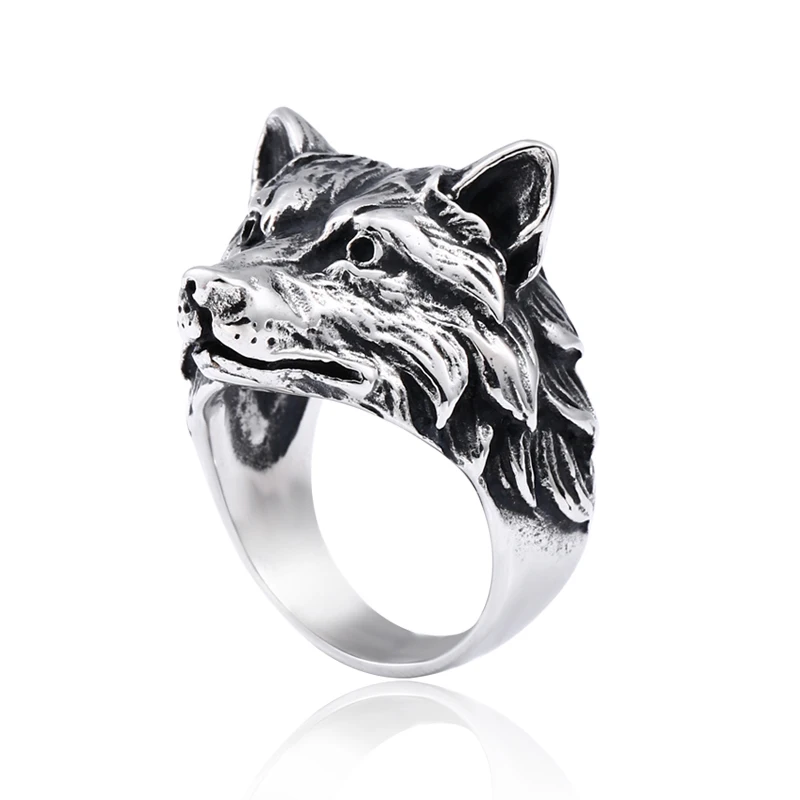 

Stainless steel Norse Viking Nordic Wolf Animal Men's Rings Punk Party High Quality Jewellery Animal Ring