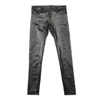 fad imitate crocodiles texture tight trousers legging aligator pu leather motorcycle pencil pants thin fleece winter streetwear