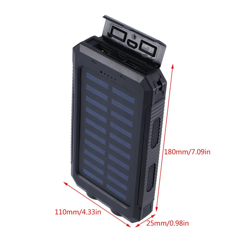 DIY Solar Power Bank Case 2 USB Ports External Charger Powerbank Case for Emergency Outdoor Camping Travel with Compass