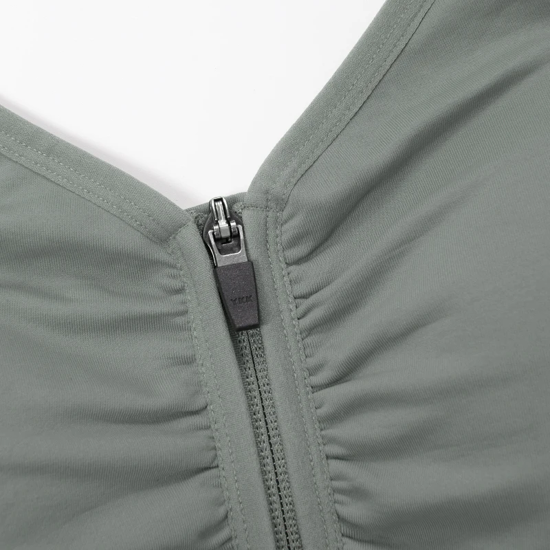 Wingslove Women Sport Bra Ziper Front Fitness Running Vest Soft Cross Back Workout Bra Medium Support Bra