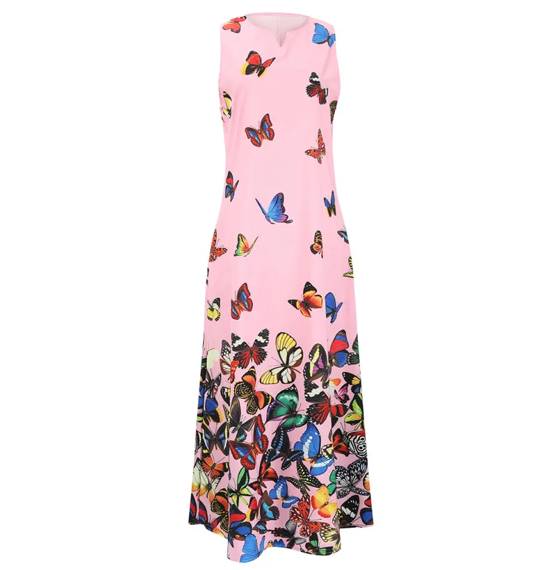 Женское пляжное платье с бабочками Повседневное цифровым принтом в богемном