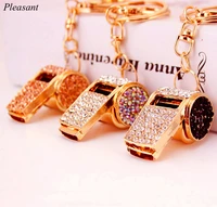 2021 luxury crystal whistle key chain bag charm perfect whistle metal pendant key chain gift