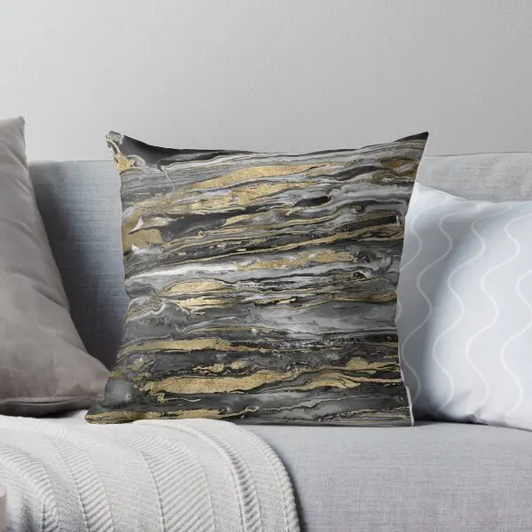 

Stylish Gold Abstract Marbleized Paint Printing Throw Pillow Cover Square Case Waist Comfort Fashion Home Pillows not include