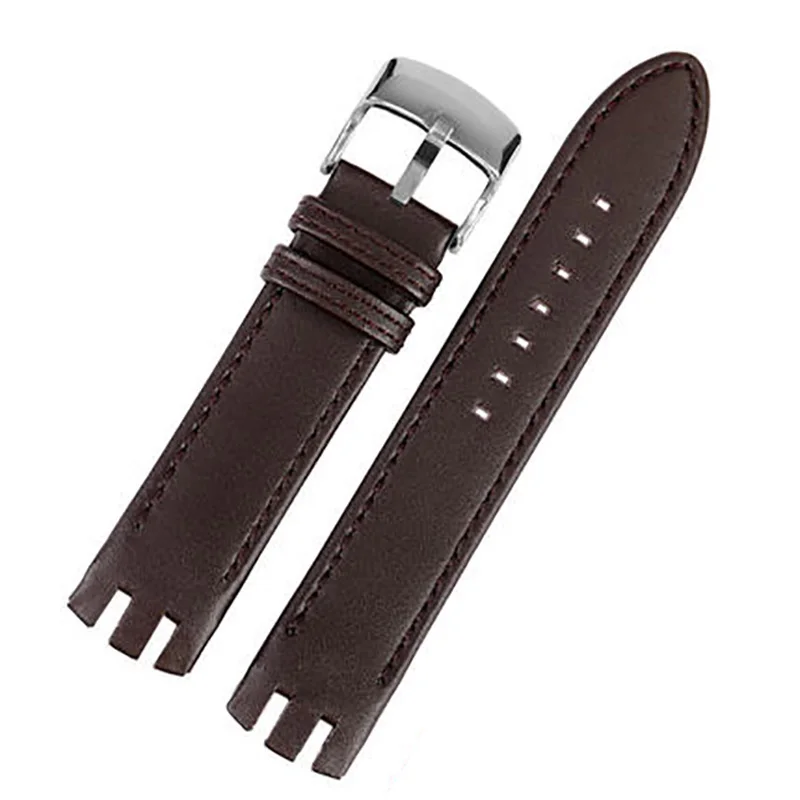 High Quality Genuine Leather Watch Strap For Swatch YTS401/402 403 409 713 YTB400 watchband men curved end watches bracelet 20mm
