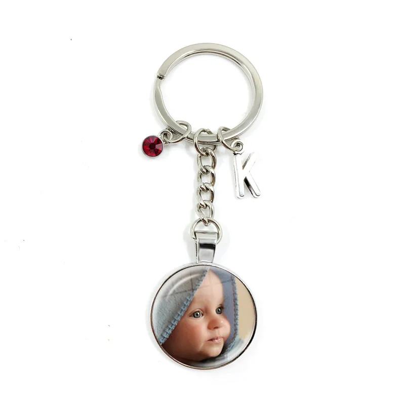 

Birthstone 26 Letters Personalized Custom Keychain Photo Mum Dad Baby Children Grandpa Parents Pendant Keyholder Rings Gift