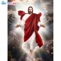 gatyztory 60x75cm painting by numbers jesus paintings on canvas for wall art handmade acrylic paint for home decor