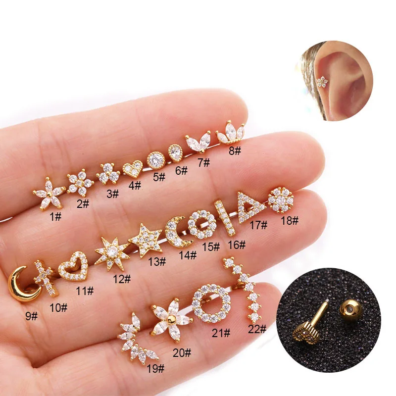 Новые модные и с украшениями в виде звезды цветка Серьги Для Пирсинга Ушей