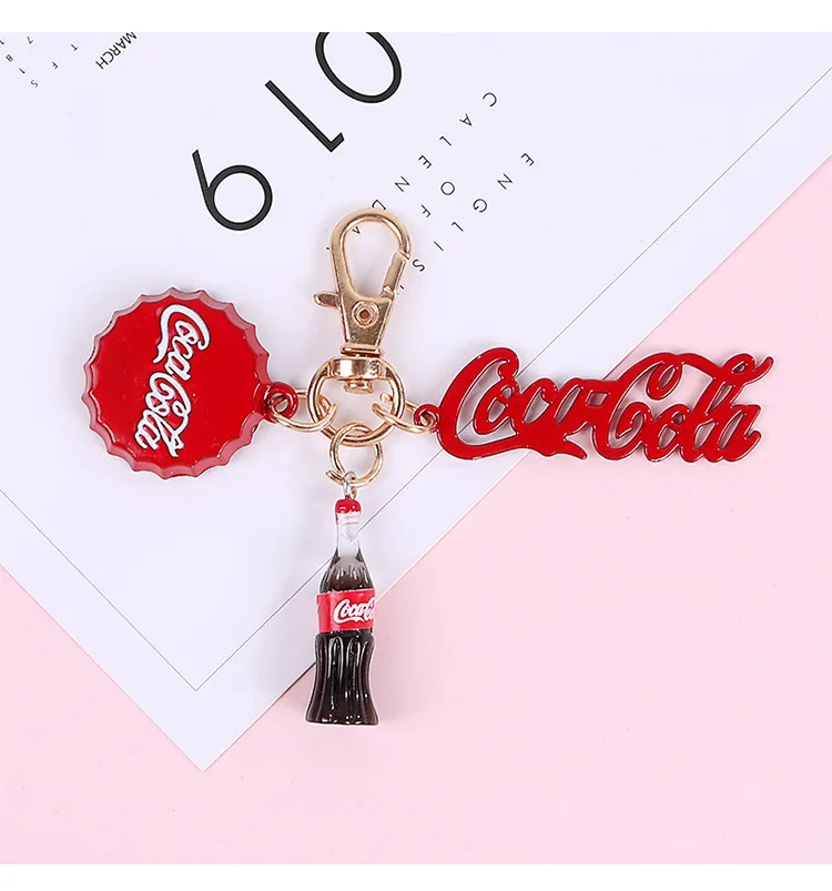 New Cute Cartoon Coke Bottle Key Chain Creative Bag Pendant Student Backpack Accessories | Chains