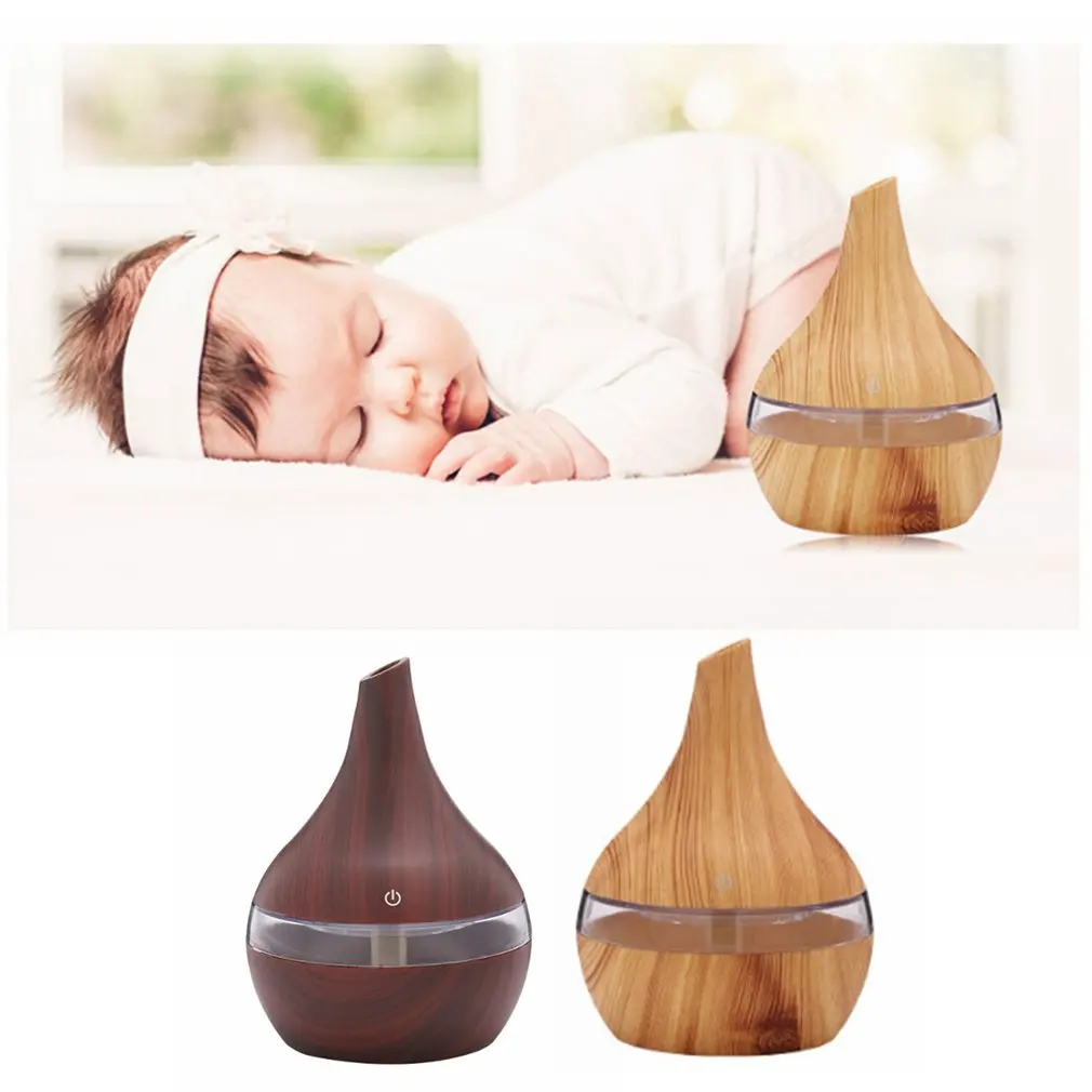 

Family Portable Compact Wood Grain Design USB Luminous Lamp Air Humidifier