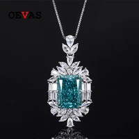 oevas 100 925 sterling silver 18 carat mint green yellow high carbon diamond pendant necklace for women sparkling fine jewelry