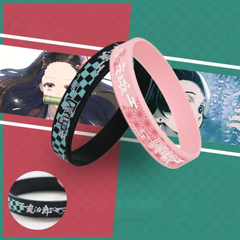

Anime Demon Slayer: Kimetsu no Yaiba Sport Wristband Male Rubber Silicone Bracelets Men Jewelry Best Friends Party Gift