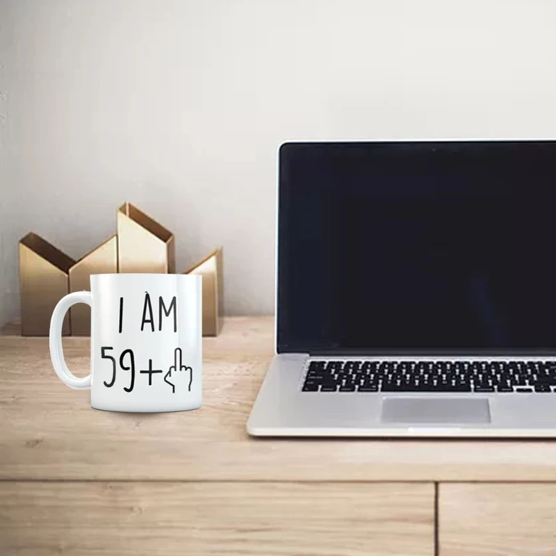 

Funny 60th Birthday Gift Cup Middle Finger Coffee Tea Mug for Women Men Sixty Years Old