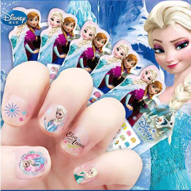 Disney  Frozen elsa and Anna Snow Queen  Nail Stickers Toy  Disney Princess Mickey snow White Sofia girl  Makeup Toy