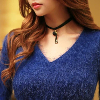 Ожерелье пикантные Чокеры в готическом стиле черного цвета с бахромой и