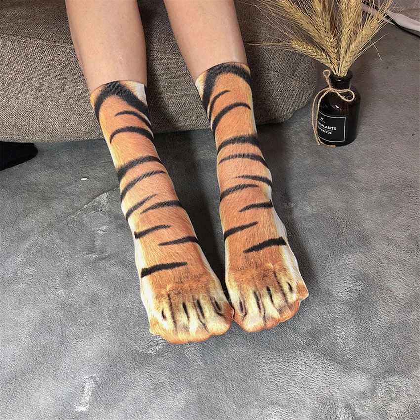 Носки унисекс в виде лап животных эластичные дышащие носки с 3D принтом для мужчин