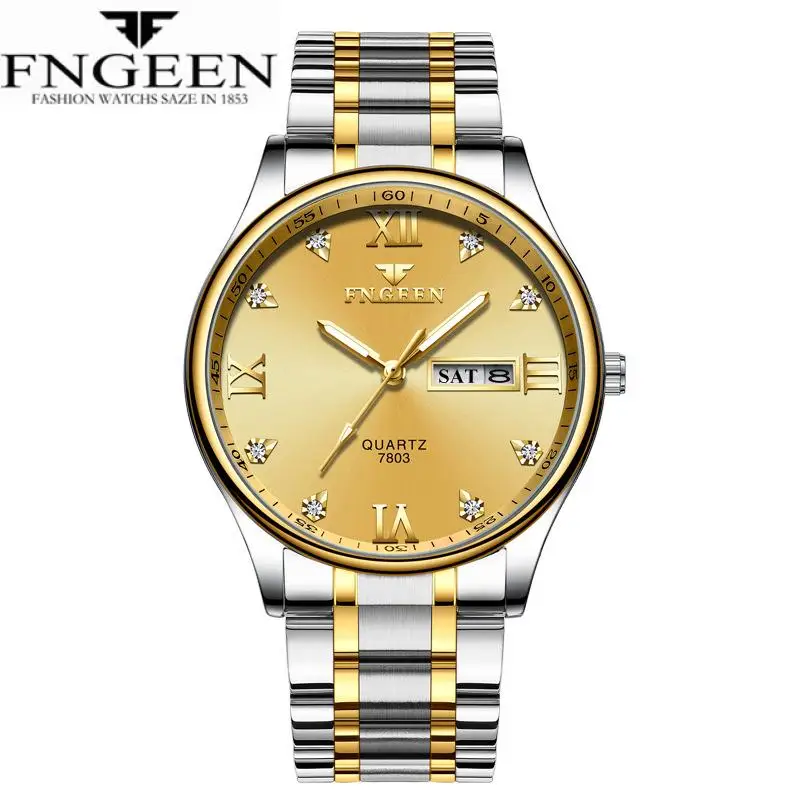 Часы мужские кварцевые в деловом стиле с отображением даты и недели|Кварцевые